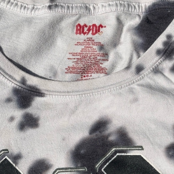ACDC Back In Black Tie Dye Rock Band T-Shirt XL Graphic Tee - Picture 3 of 4
